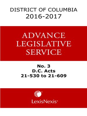 cover image of District of Columbia Lexis Advance Legislative Service